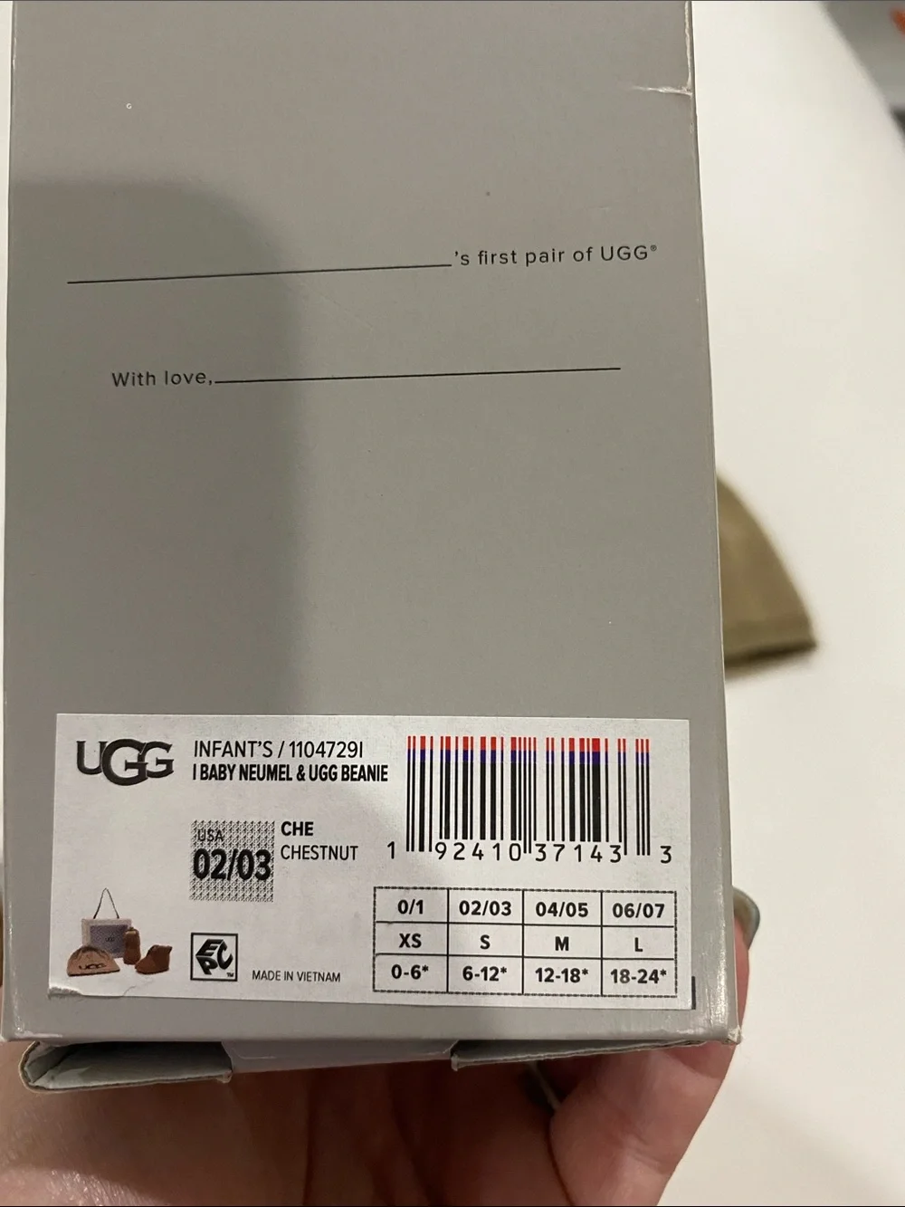 UGG Kids Brown Suede Baby Neumel Boots with Tan UGG Logo Beanie